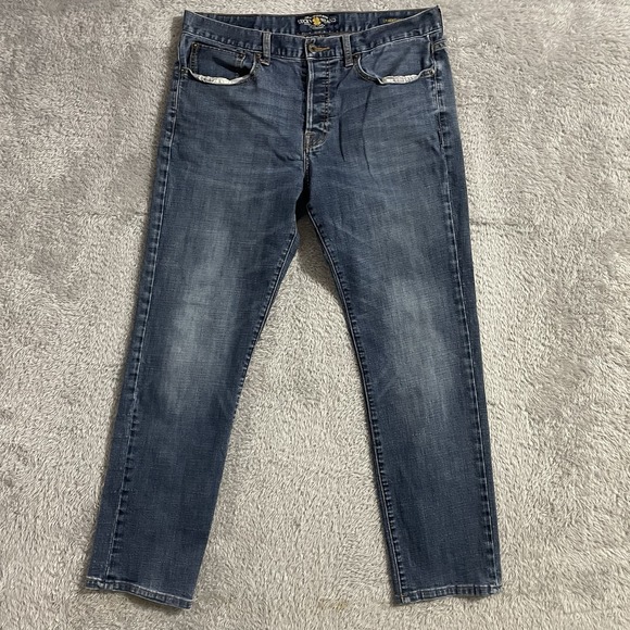 Lucky Brand Jeans Mens Size 34x32 121 Heritage Slim Button Fly Straight Leg Blue - Picture 1 of 10